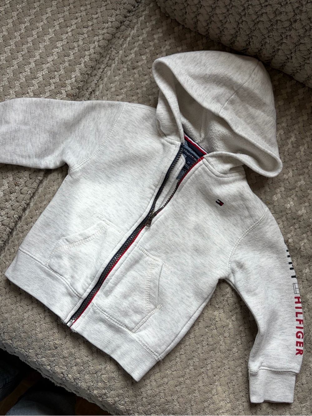 Tommy Hilfiger Kids Heather Gray Hooded Zip-Up Sweatshirt